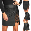 Short lace leather skirt