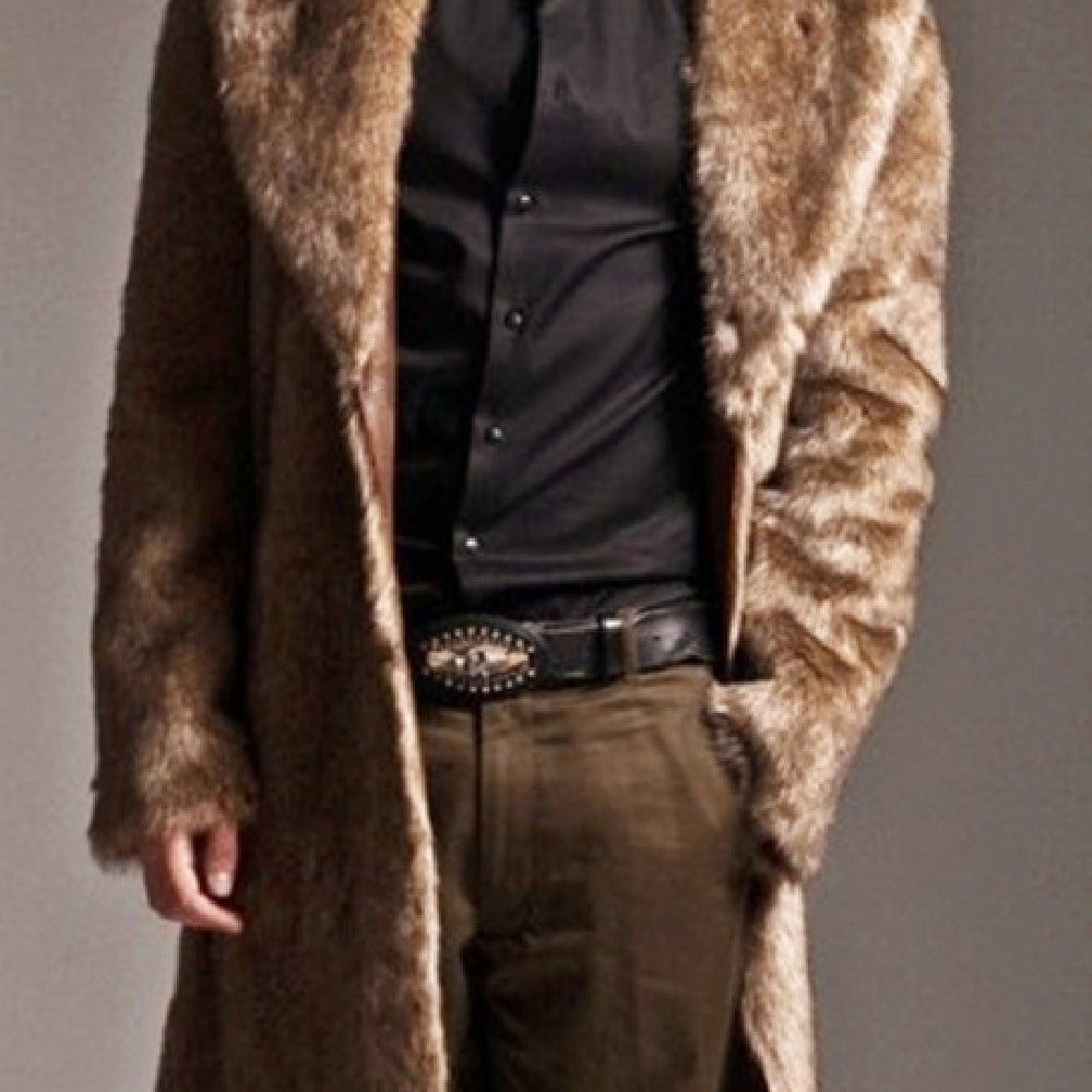 Men's Suit Collar Imitation Fur Coat