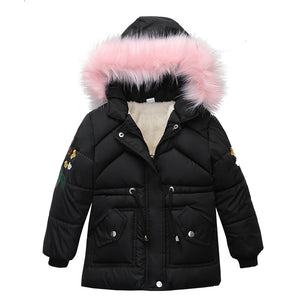 Girls' Long Hooded Cotton Coat