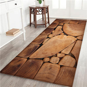 Plank Geometric Floor Mats Flannel Thick Carpet