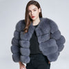 Slim short faux fox fur coat