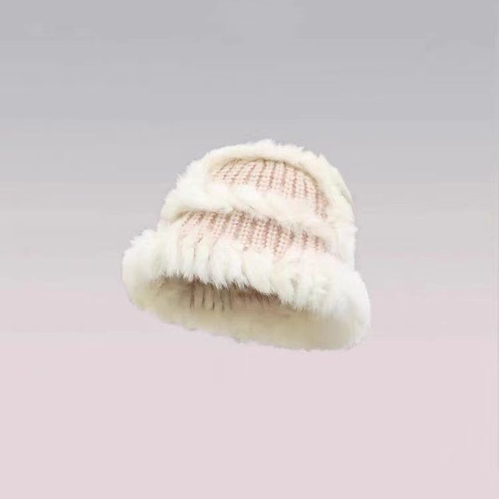 Rabbit Fur Hat Women's Autumn And Winter All-matching Thickened Plush Knitted