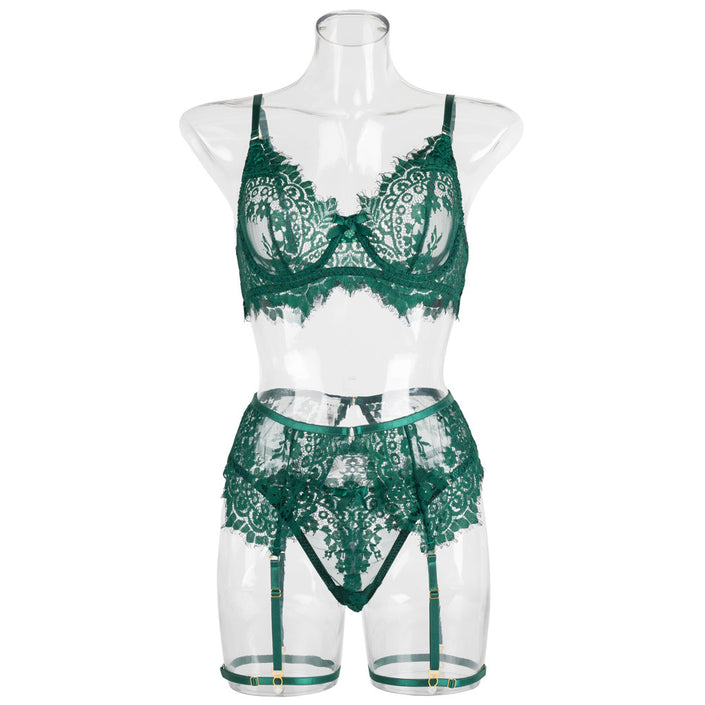 Garter Lace Underwear Three-piece Set Body Shaping Two-piece Suits