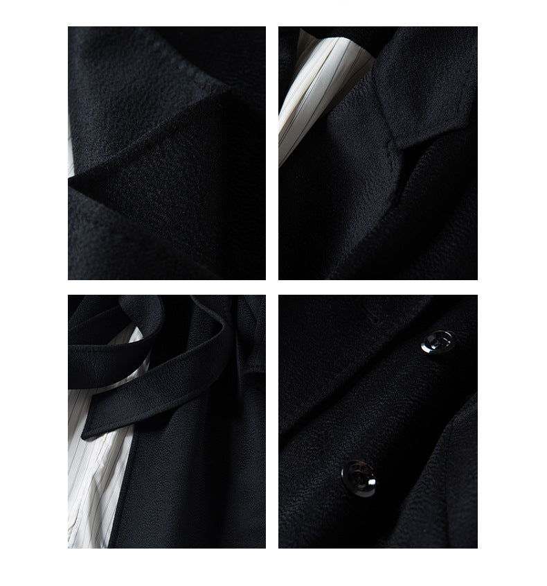 Cashmere water ripple raglan sleeve commuting coat