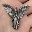 925 Sterling Silver Distressed Little Angel Necklace Cupid Pendant Men Vintage Jewelry