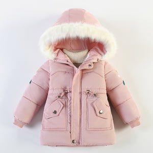 Girls' Long Hooded Cotton Coat