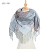 Yarn Stripe Grid Polyester Long Fringed Bristles Square Scarf Women Men's Bib Shawl