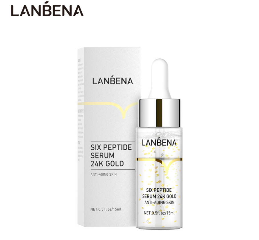 LANBENA 24K Gold Face Serum Six Peptides Natural Skin Removing Hyaluronic Acid, Collagen Anti-Aging Wrinkle Whitening Skin Care