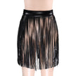 Sexy fringed PU leather skirt half-length stitching skirt