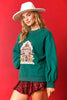 Women's Fashion Crew Neck Casual Loose Christmas Sequined Sweater