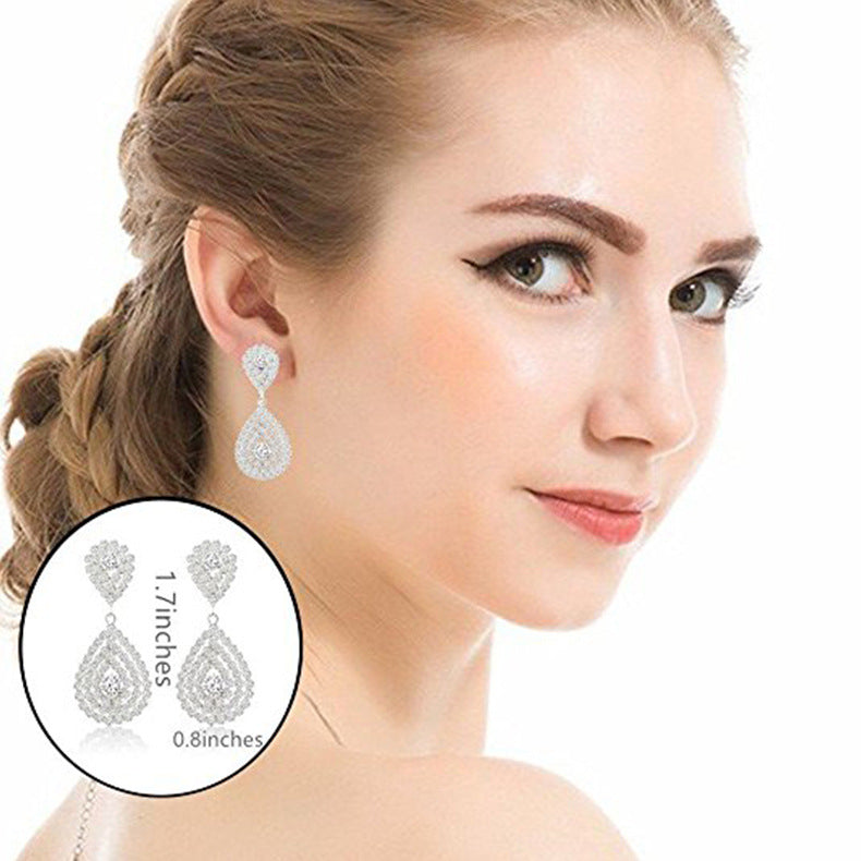 Water Drop Diamond Crystal Earrings Popular Simple And Versatile Earrings