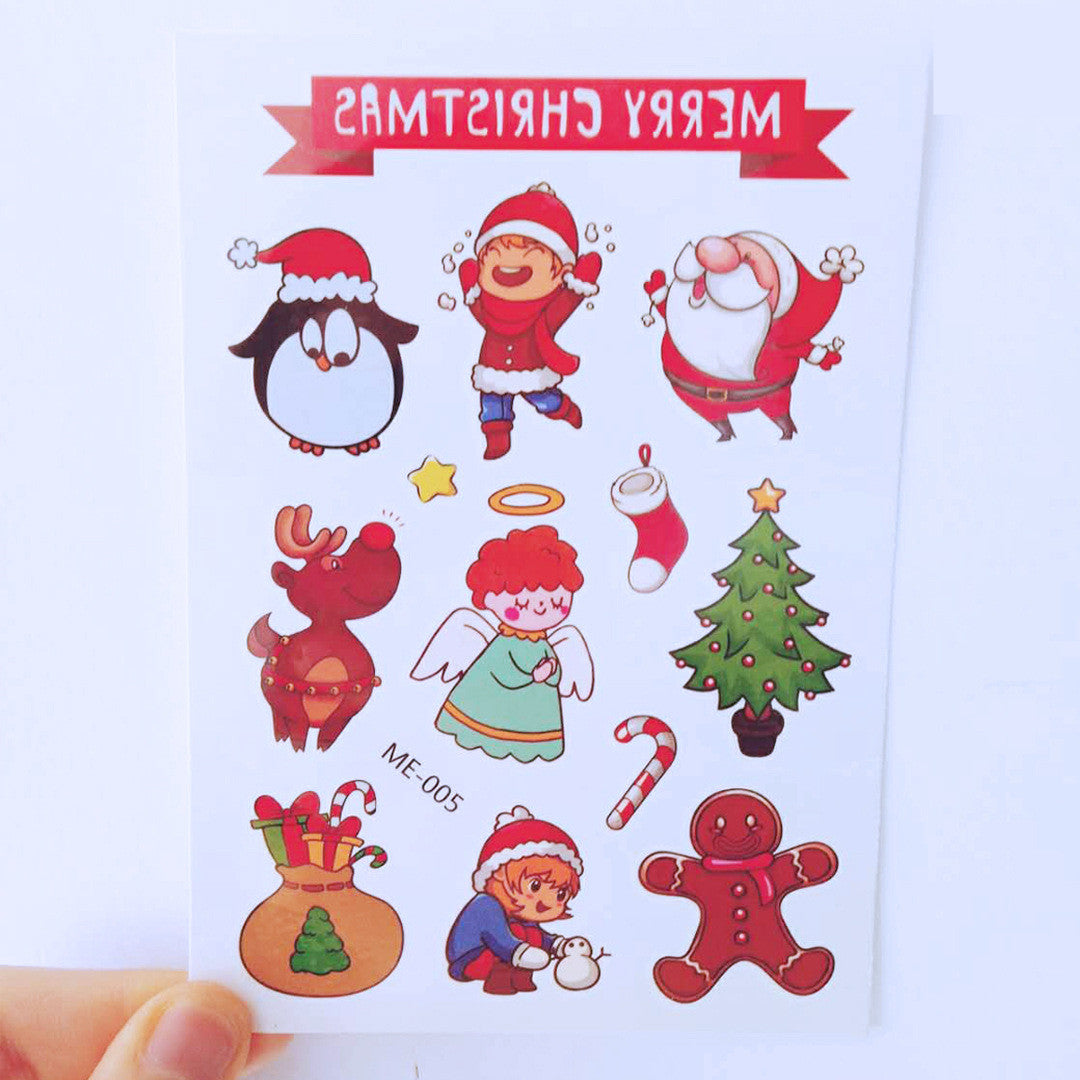 Children Cartoon New Year Christmas Tattoo Sticker