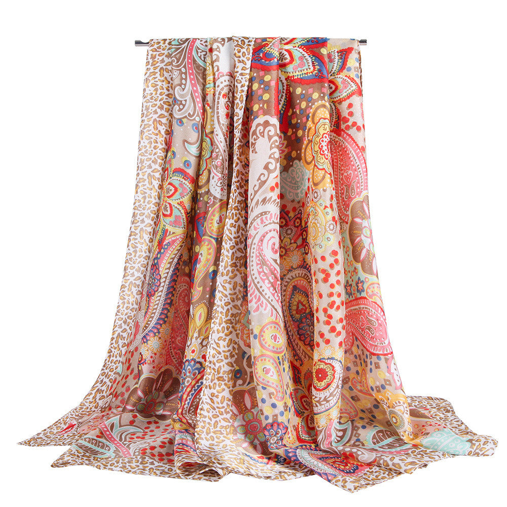 Women's Cashew Floral Silk Satin Long Scarf