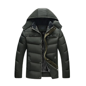 Men's Winter Solid Color Hooded Plush Warm Cotton Jacket