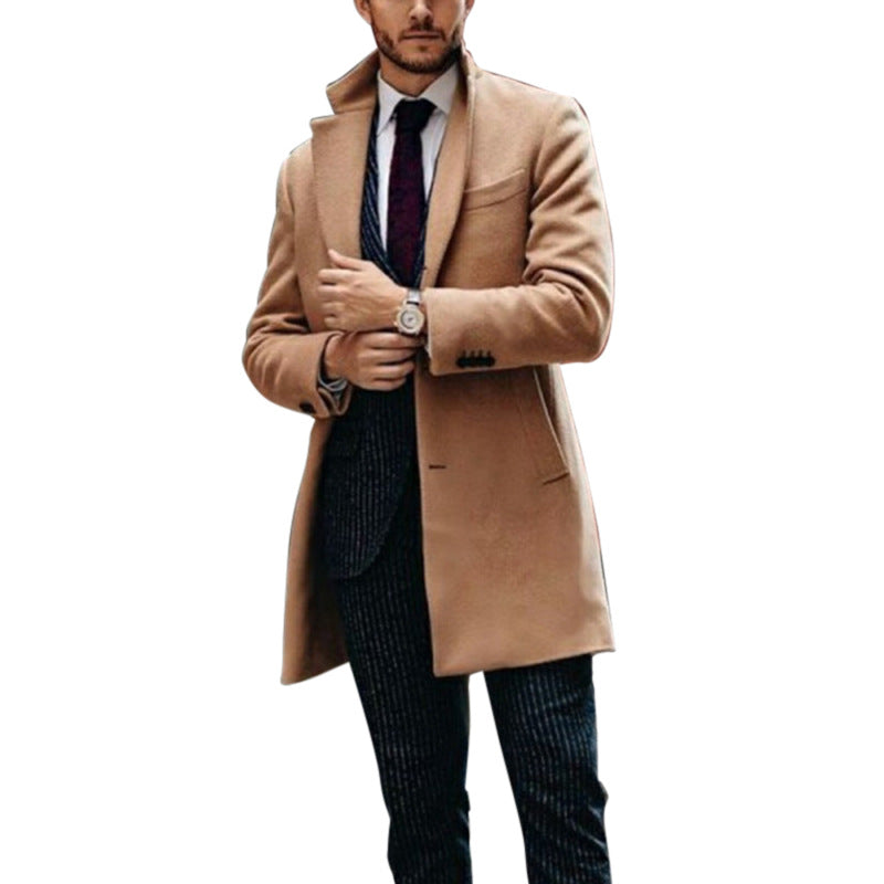 Men's mid-length double-sided woolen coat