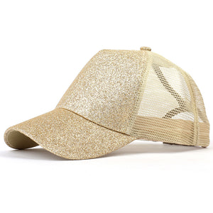 Baseball-Caps Ponytail Snapback Sequins Hip-Hop-Hat