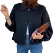 Retro Lapels Casual Loose Puff Sleeves Short Jacket For Slight-figured Cardigan