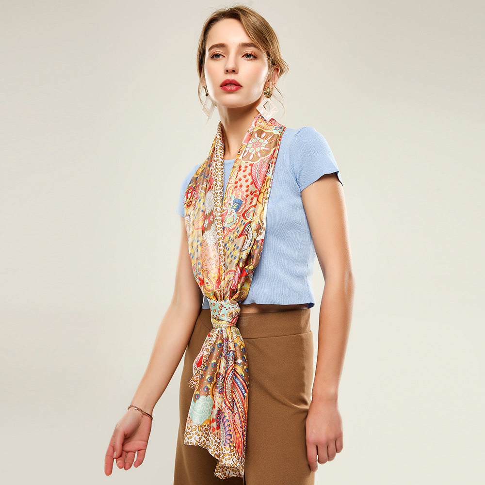 Women's Cashew Floral Silk Satin Long Scarf