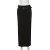 High Waist Belt Split Sheath Skirt