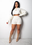 2 Piece Set Women Long Sleeve Crop Tops Bodycon