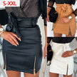 High-cut leather skirt