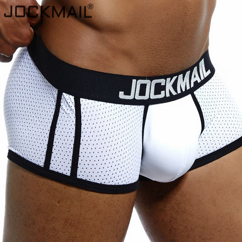 JOCKMAIL Brand Underwear Boxer Men Breathable Mesh Men's Boxers Male Underpants Sexy Gay penis pouch Panties  Mens Trunks Pant