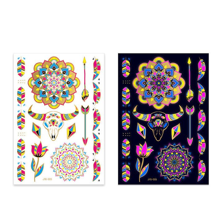 New Creative Fluorescent Bronzing Flower Arm Tattoo Stickers