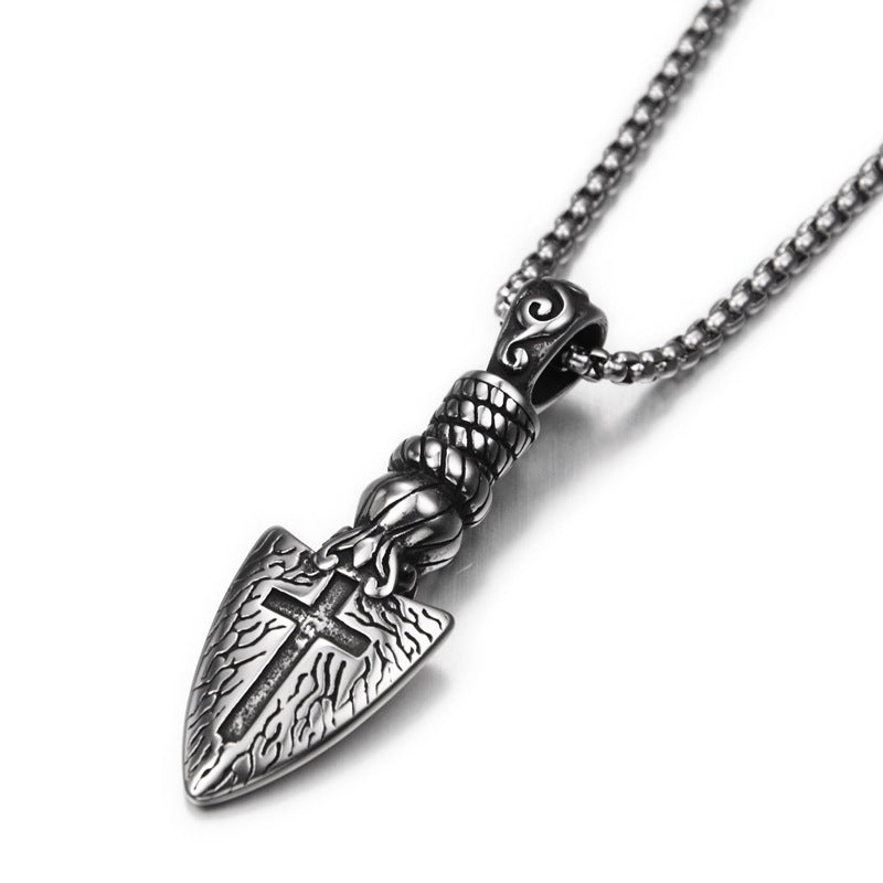 Hip Hop Accessories Trend Personality Cross Blade Necklace Men And Women Titanium Steel Jewelry