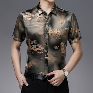 Silk Satin Shirt Short Sleeve