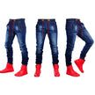 Men's jeans new elastic elastic waist casual blue trousers