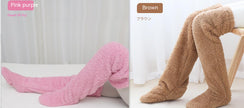 Over Knee High Fuzzy Long Socks Winter Warm Cold Leg Knee Joint Cold-proof Stockings Home Floor Sleeping Socks