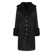 Lapel Long Coat Fur Collar Temperament Zipper Women PU Jacket