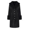 Lapel Long Coat Fur Collar Temperament Zipper Women PU Jacket