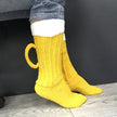 3D Beer Mug Socks Knit Long Tube Socks Cute Unisex Novelty Winter Warm Beer Socks Double Color Block Floor Socks