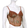 Bohemian Niche Printed Mesh Brown Underwear Spaghetti-strap Slip