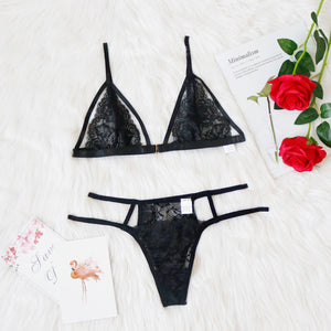 Underwear Hollow Out Lace Bikini Two-piece Set