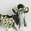 Ladies Handmade Flower Big Brim Straw Hat