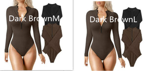 Women's Fashion Long-sleeve Zipper Jumpsuit