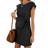 Cotton Tie Round Neck Maternity Dress