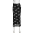 Retro Mesh Bow Printing Stitching Hip Skirt