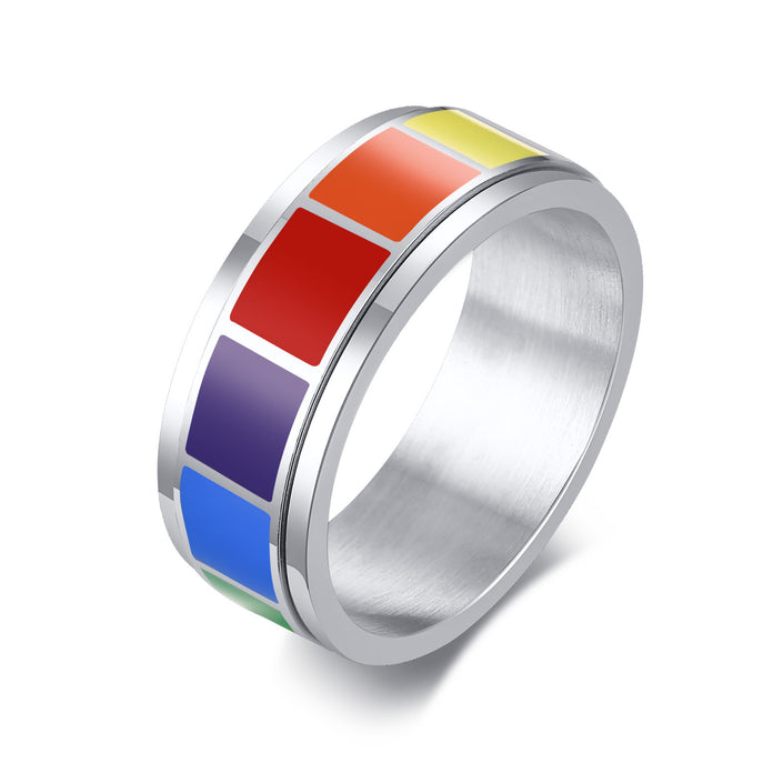 Rainbow Drop Glue Rotatable Ring For Men