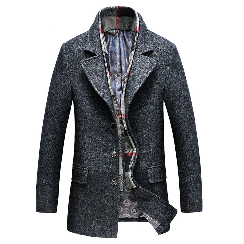 Alpscommerce men's trench coat Korean slim wool coat