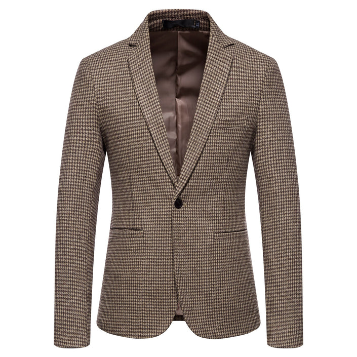 Men's Fashion Single Row One Button Suit Business Casual Trendy Woolen Suit Warm Jacket