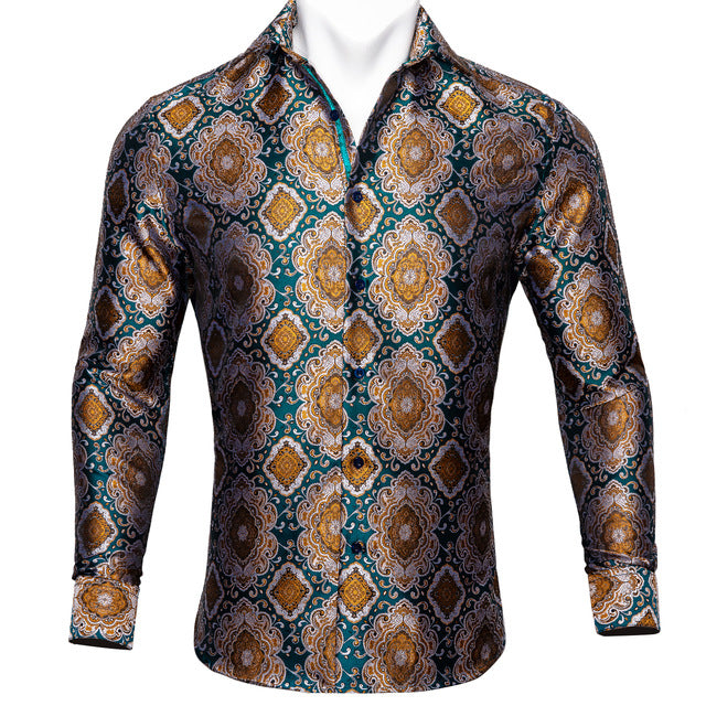 Long Sleeve Casual Flower Shirts For Men Designer Fit Dress Shirt BCY-05