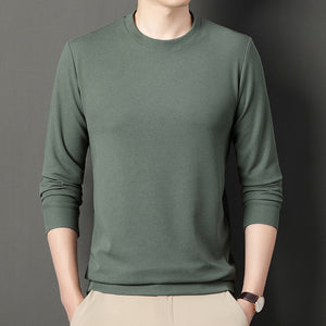 Thin Round Neck Long Sleeve T-shirt Solid Color Men's Top