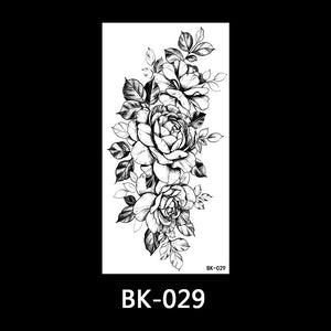 Black and white sketch flower tattoo stickers