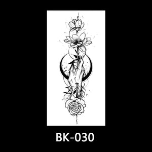 Black and white sketch flower tattoo stickers