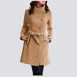 Womens Winter Lapel Wool Coat Trench Jacket Overcoat Outwear