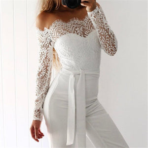 Hot style lace Patchwork Butterfly Jumpsuit With Single Collar