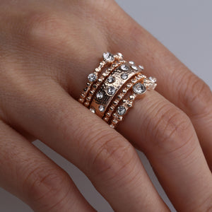 Jewelry Rose Gold Stackable Diamonds Set Of Five Sets Of Rings BohemiaJ